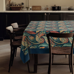 Native Etnic Tribal Feathers pastel blauw koper Tafelkleed