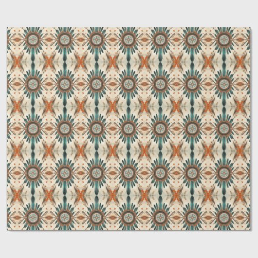 Native Feather Retro Dream Catcher Pattern Cadeaupapier (Vlak)