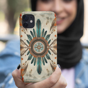 Native Feather Retro Dream Catcher Pattern iPhone 15 Pro Case