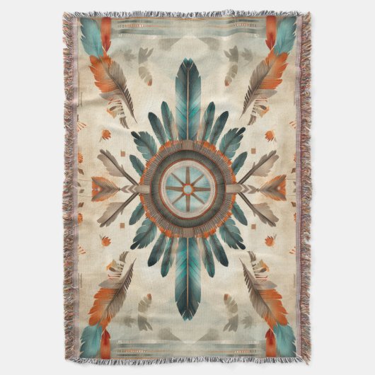 Native Feather Retro Dream Catcher Pattern Deken (Voorkant Verticaal)