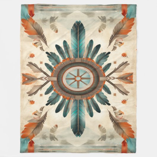  Native Feather Retro Dream Catcher Pattern Fleece Deken (Voorkant)