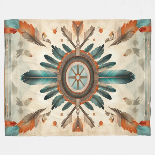  Native Feather Retro Dream Catcher Pattern Fleece Deken (Voorkant (Horizontaal))