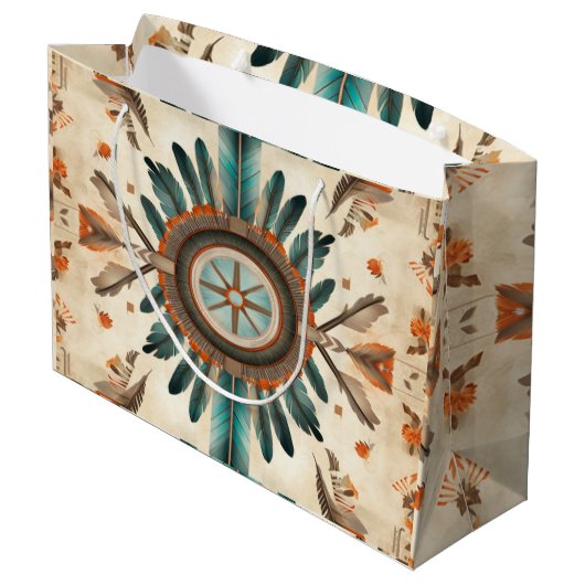  Native Feather Retro Dream Catcher Pattern Groot Cadeauzakje (Achterkant Gekanteld)