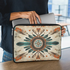  Native Feather Retro Dream Catcher Pattern Laptop Sleeve