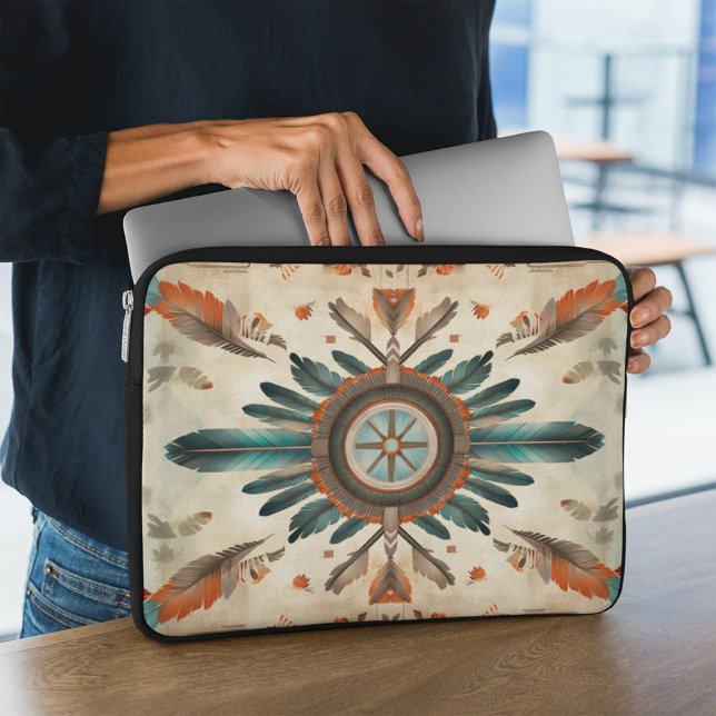  Native Feather Retro Dream Catcher Pattern Laptop Sleeve (Creator heeft geüpload)