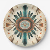  Native Feather Retro Dream Catcher Pattern Papieren Bordje (Voorkant)