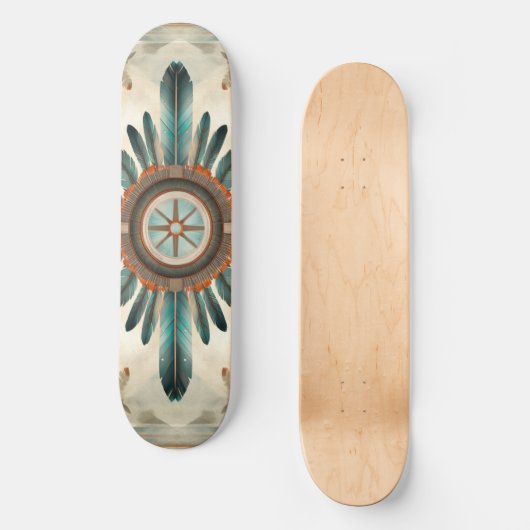 Native Feather Retro Dream Catcher Pattern Persoonlijk Skateboard (Voorkant)