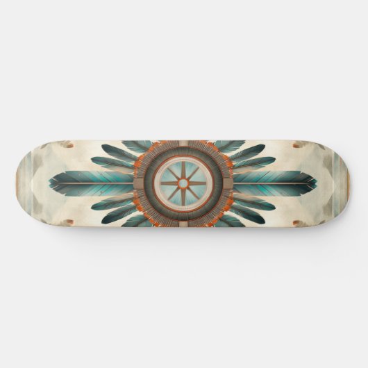 Native Feather Retro Dream Catcher Pattern Persoonlijk Skateboard (Horizontaal)