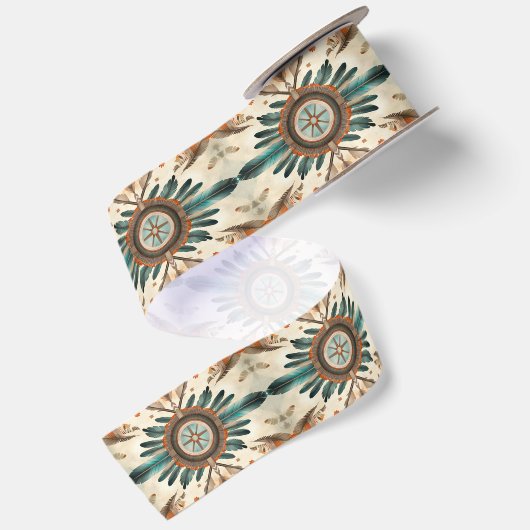 Native Feather Retro Dream Catcher Pattern Satijnen Lint (Achterkant)
