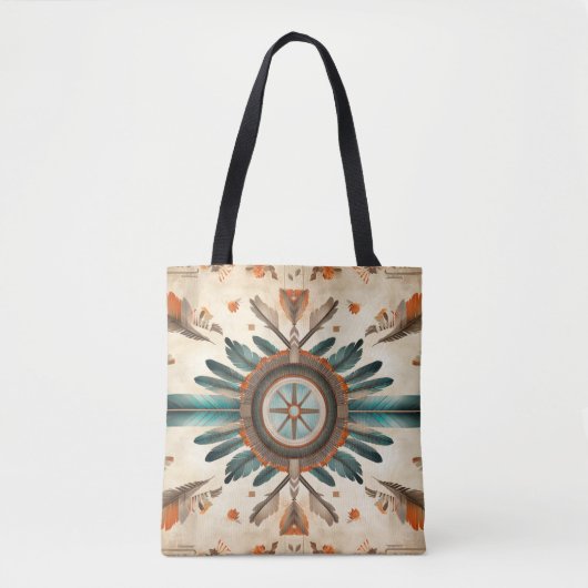 Native Feather Retro Dream Catcher Pattern Tote Bag (Voorkant)