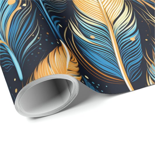 Native Feathers Pattern Tribal Boho Inheems Cadeaupapier (Rol Hoek)