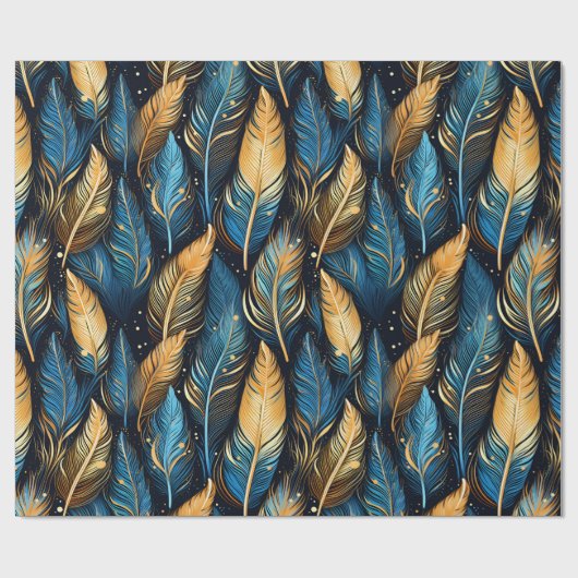 Native Feathers Pattern Tribal Boho Inheems Cadeaupapier (Vlak)