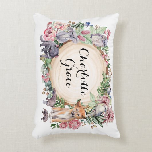 Native Floral Australische Dieren Meisje Kwekerij Accent Kussen (Voorkant(Verticaal))