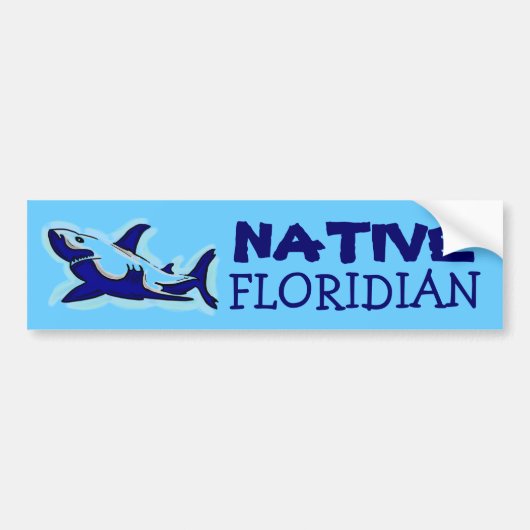 Native Florida blauwe haai thema bumpersticker (Voorkant)