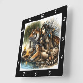 Native Gathering: Tiger's Strength Sacred Fire Vierkante Klok (Hoek)