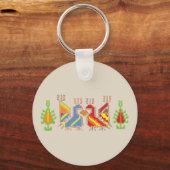 Native Geometric Pattern Button Key Ring Sleutelhanger (Voorkant)
