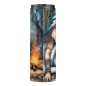 Native Grace, Wolf Spirit, Firelit Night. Thermosbeker (Achterkant)