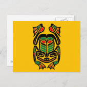 Native Haida Art Frog - zwart op geel Briefkaart (Voorkant / Achterkant)