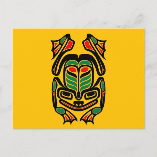 Native Haida Art Frog - zwart op geel Briefkaart (Voorkant)