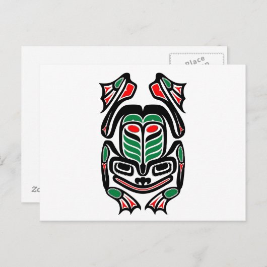 Native Haida Art Frog - zwart op wit Briefkaart (Voorkant / Achterkant)