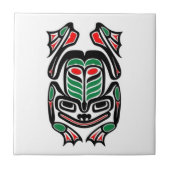 Native Haida Art Frog - zwart op wit Tegeltje (Voorkant)