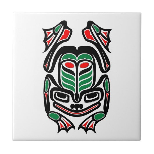 Native Haida Art Frog - zwart op wit Tegeltje (Voorkant)