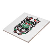 Native Haida Art Frog - zwart op wit Tegeltje (Zijkant)
