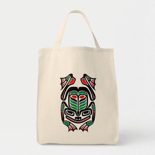 Native Haida Art Frog - zwart Tote Bag (Voorkant)