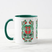 Native Haida Art Red en Green Frog Mok (Links)