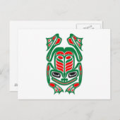 Native Haida Art Red en Green Kikker - wit Briefkaart (Voorkant / Achterkant)