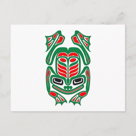 Native Haida Art Red en Green Kikker - wit Briefkaart (Voorkant)