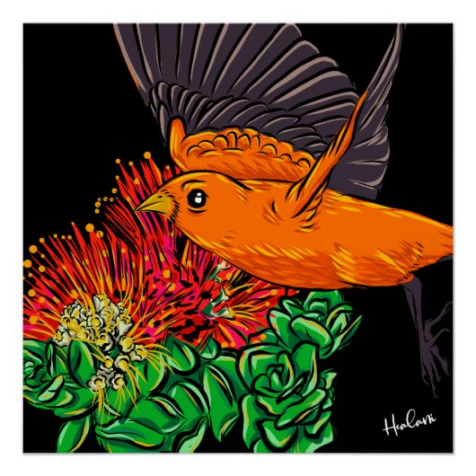 Native hawaiian bird art perfect poster (Voorkant)