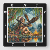 Native Hearts: Eagle's Spirit Stone's Waarheid Vierkante Klok (Voorkant)