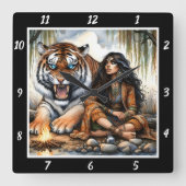 Native Hearts: Tiger's Spirit Stone's Waarheid Vierkante Klok (Voorkant)