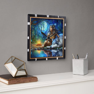 Native Hidden Trail: Forest Heartbeat Art Vierkante Klok