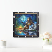 Native Hidden Trail: Forest Heartbeat Art Vierkante Klok (Huis)