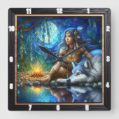 Native Hidden Trail: Forest Heartbeat Art Vierkante Klok (Voorkant)