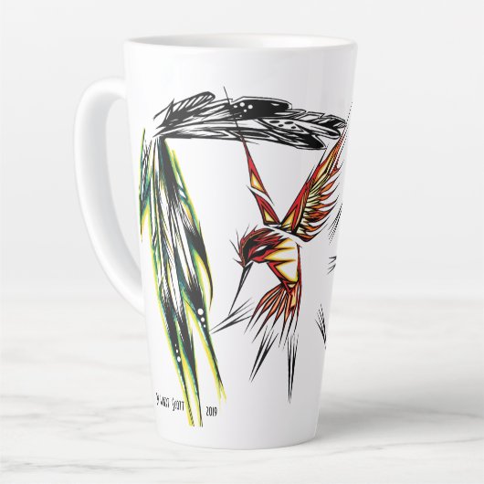 Native Hummingbird totem Latte mok (Linkerhoek)
