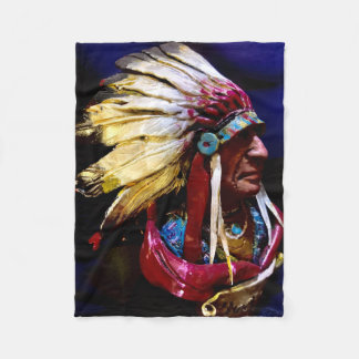 Native " Hunkpapa Chief" original art  Fleece Deken