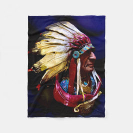 Native " Hunkpapa Chief" original art  Fleece Deken
