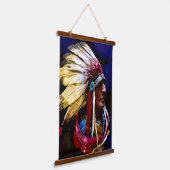 Native "Hunkpapa" Chief original art Hangend Wandkleed (Gebogen)