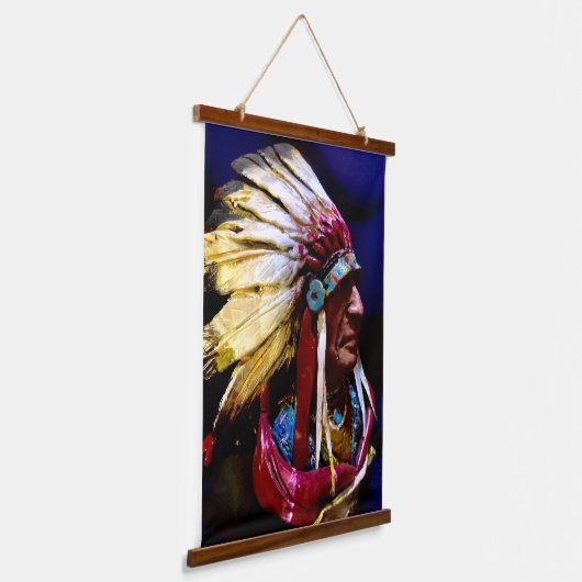 Native "Hunkpapa" Chief original art Hangend Wandkleed (Gebogen)