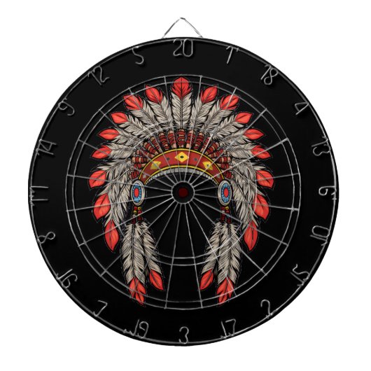 “Native Indian Chief Headdress” Dart Board Dartbord (Voorkant)