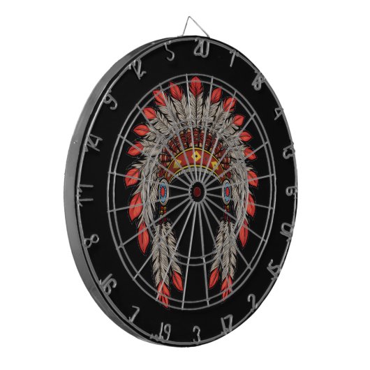 “Native Indian Chief Headdress” Dart Board Dartbord (Voorkant Links)