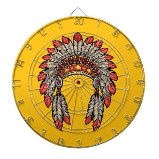 “Native Indian Chief Headdress” Dart Board Dartbord (Voorkant)