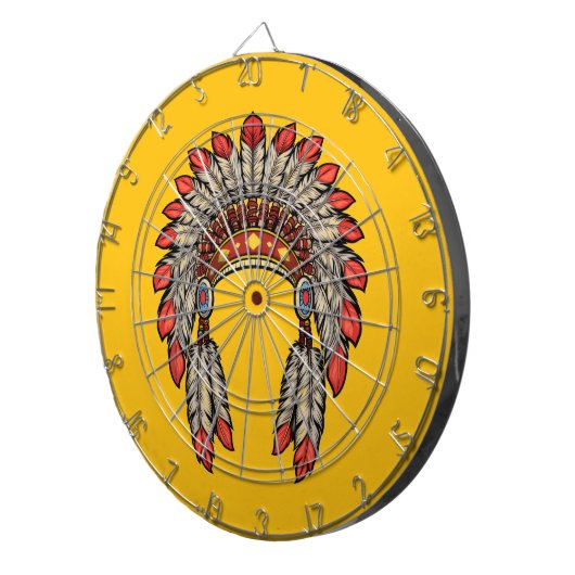 “Native Indian Chief Headdress” Dart Board Dartbord (Voorkant Rechts)