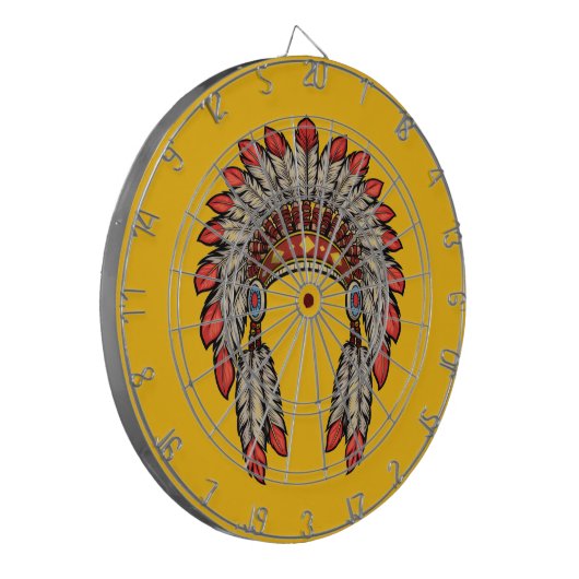 “Native Indian Chief Headdress” Dart Board Dartbord (Voorkant Links)