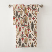 Native-Inspired Bath Towel Tribal Feather Pattern Bad Handdoek (Insitu)
