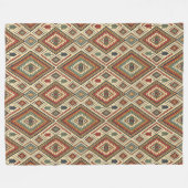 Native-Inspired Blanket Cozy Heritage koperblauw Fleece Deken (Voorkant (Horizontaal))