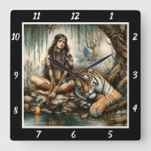 Native Majesty: Tiger's Stance River's Glint Vierkante Klok (Voorkant)